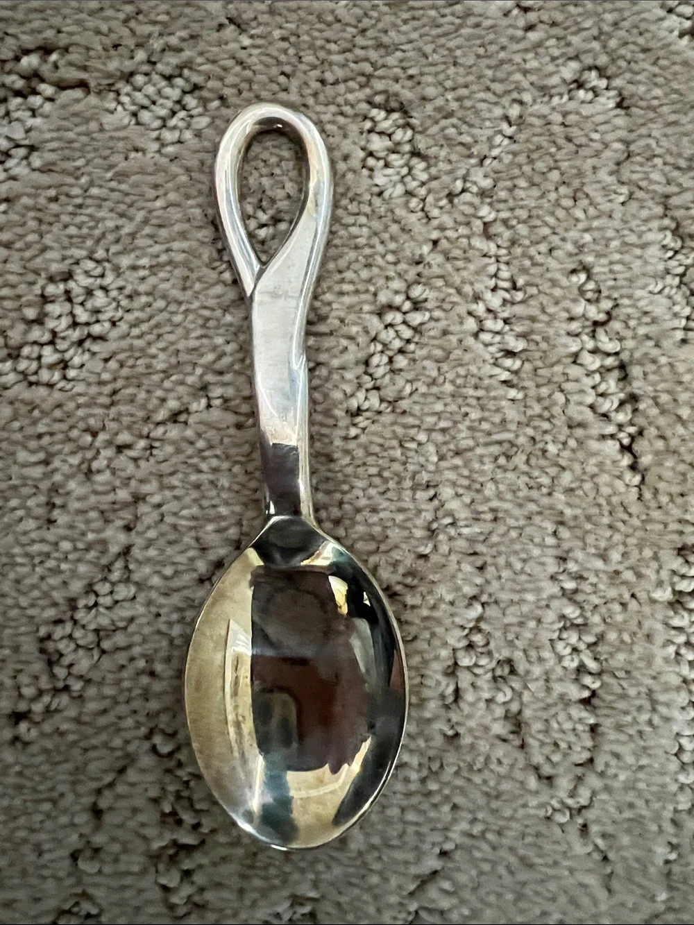 Tiffany & Co. Sterling Silver Paretti Infant Spoon with Loop Handle Collectible